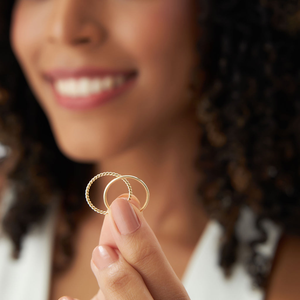 Twisted Rope Ring Setting 14K Gold Twisted Rope Ring Set – Ferkos Fine Jewelry