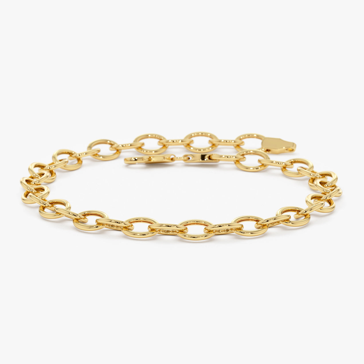 14k Oval Link Cable Chain Bracelet – Ferkos Fine Jewelry