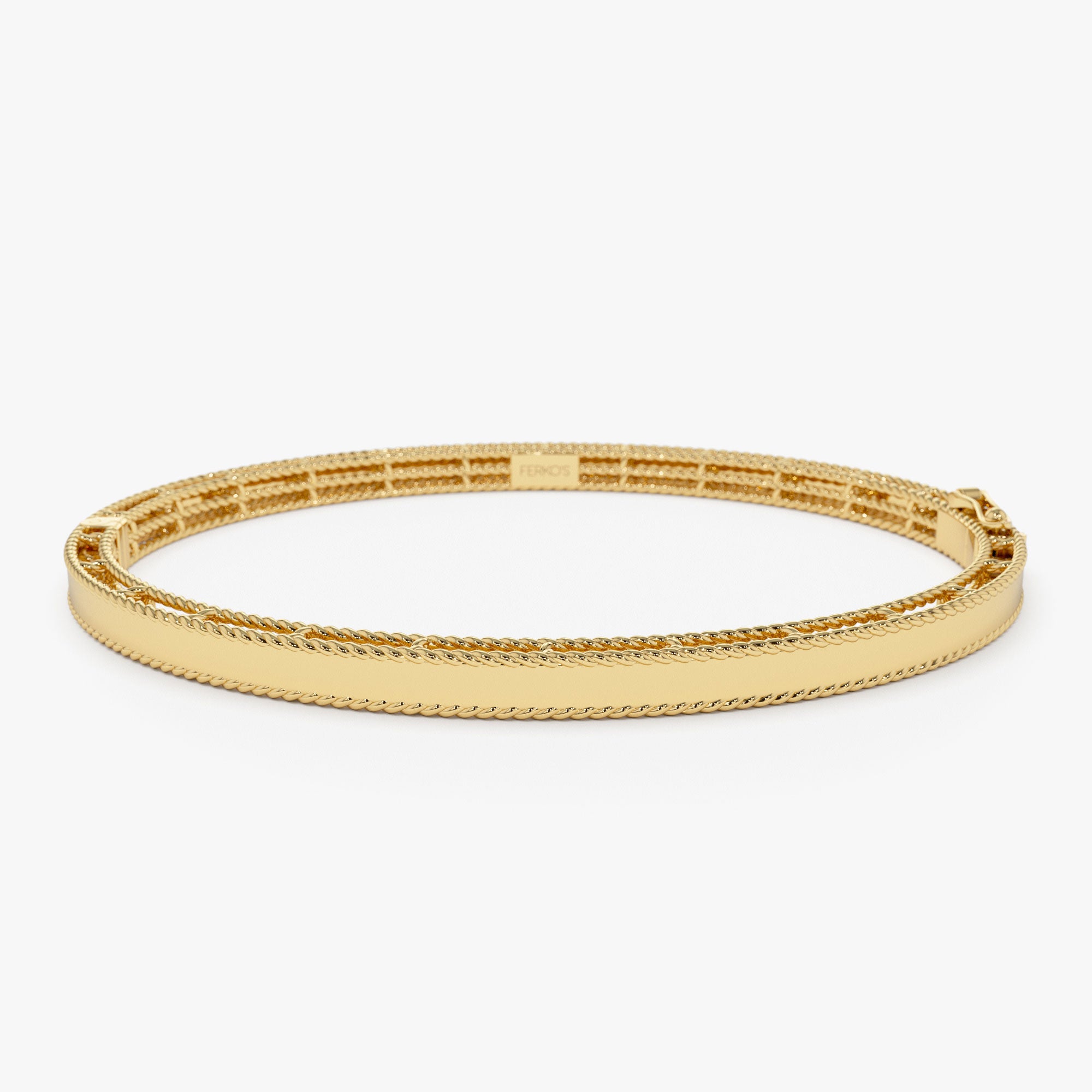 14K Milgrain Edge Gold Bangle Bracelet 14K Gold Ferkos Fine Jewelry
