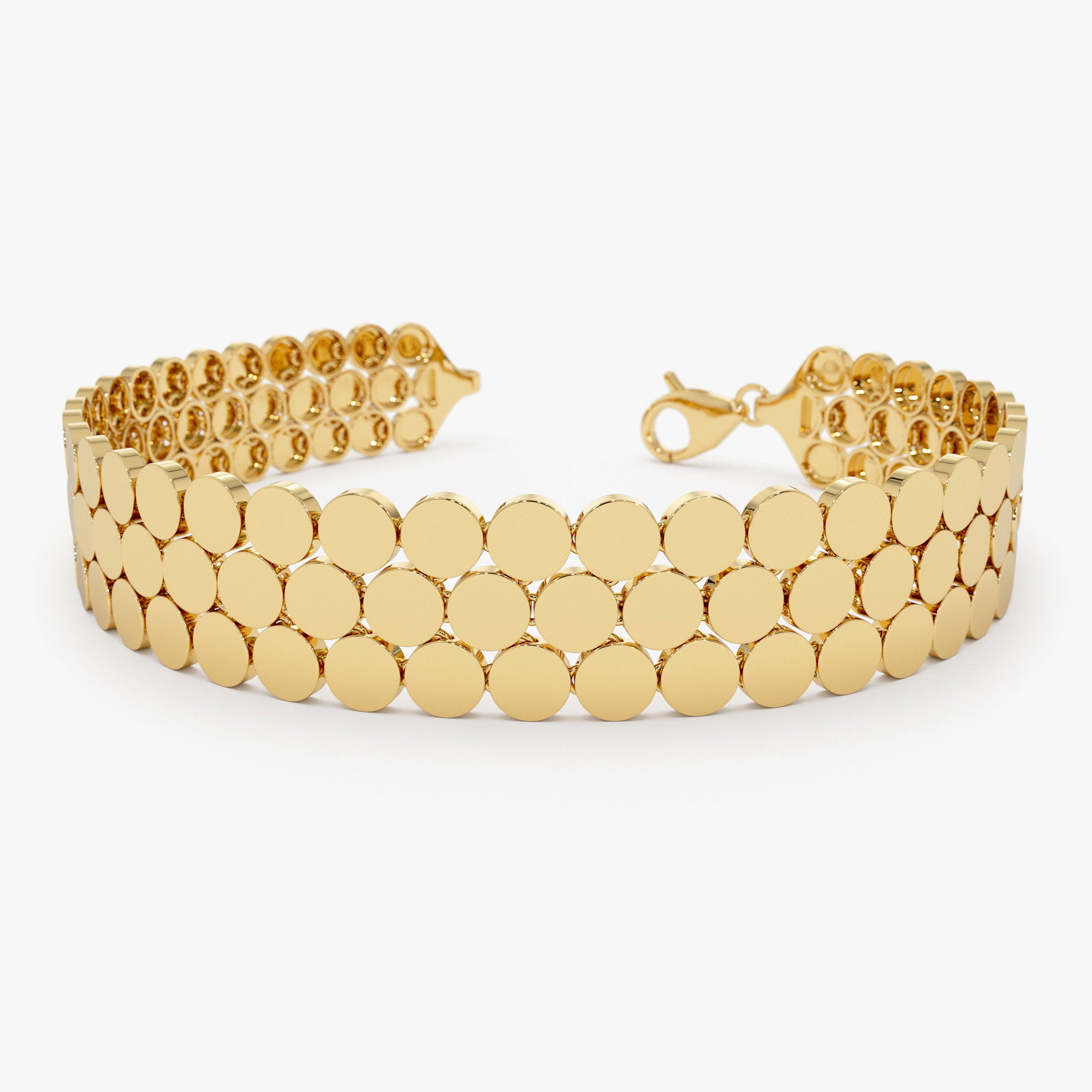 14k Unique Bold Triple Strand Bracelet 14k Gold Ferkos Fine Jewelry
