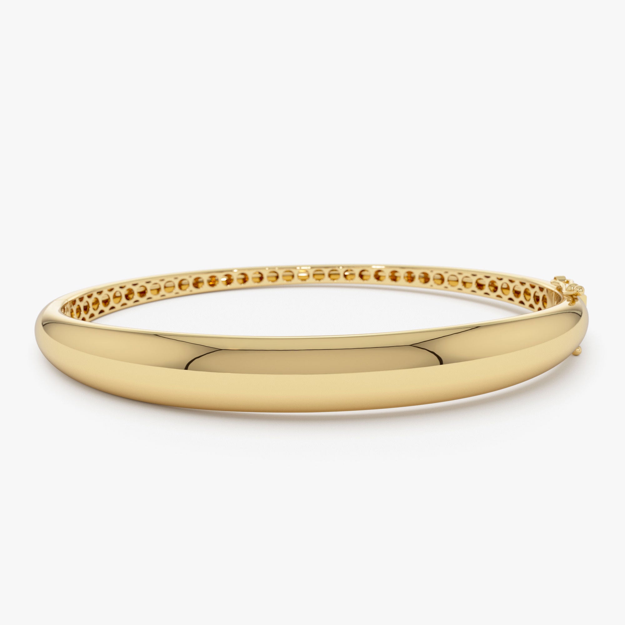 14K 7.5MM Classic Dome Gold Bangle Bracelet 14K Gold Ferkos Fine Jewelry