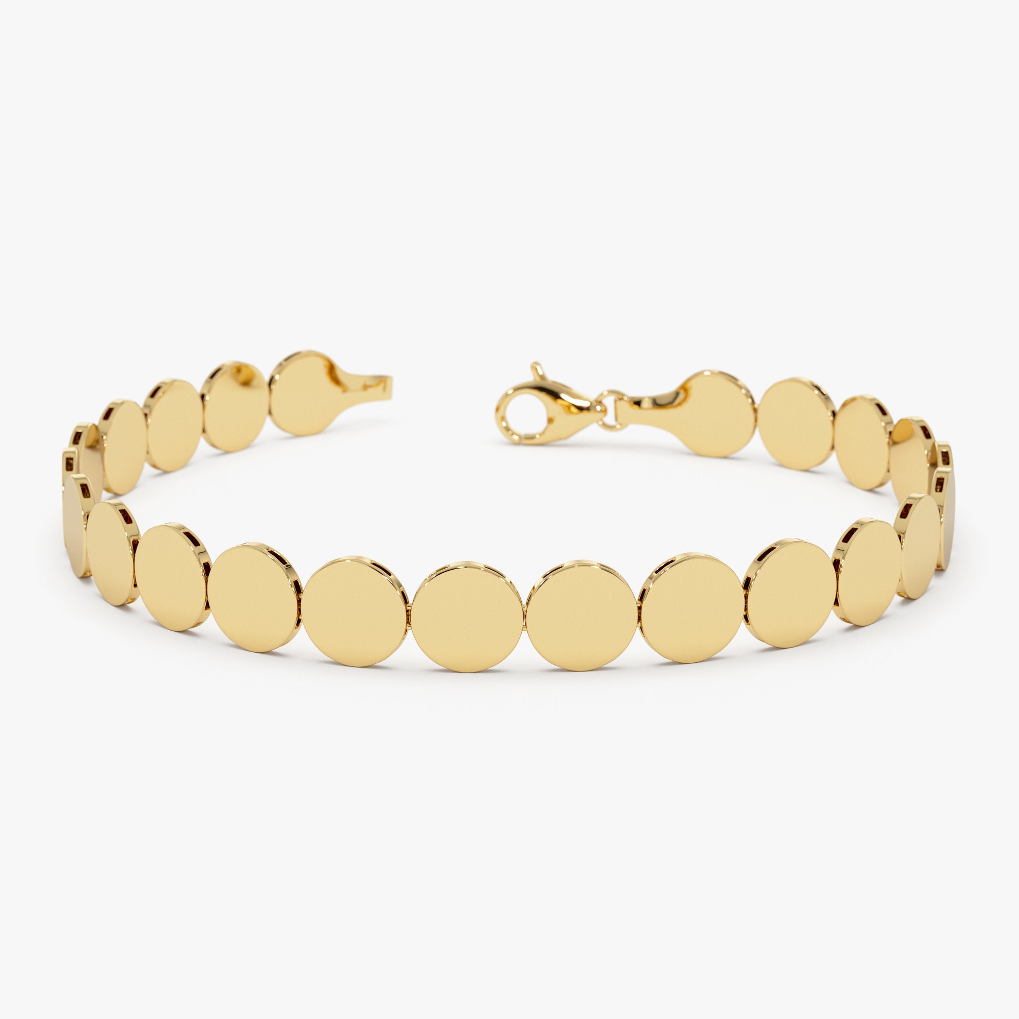 14K Gold 6.5MM Wide Round Link Bracelet 14K Gold Ferkos Fine Jewelry