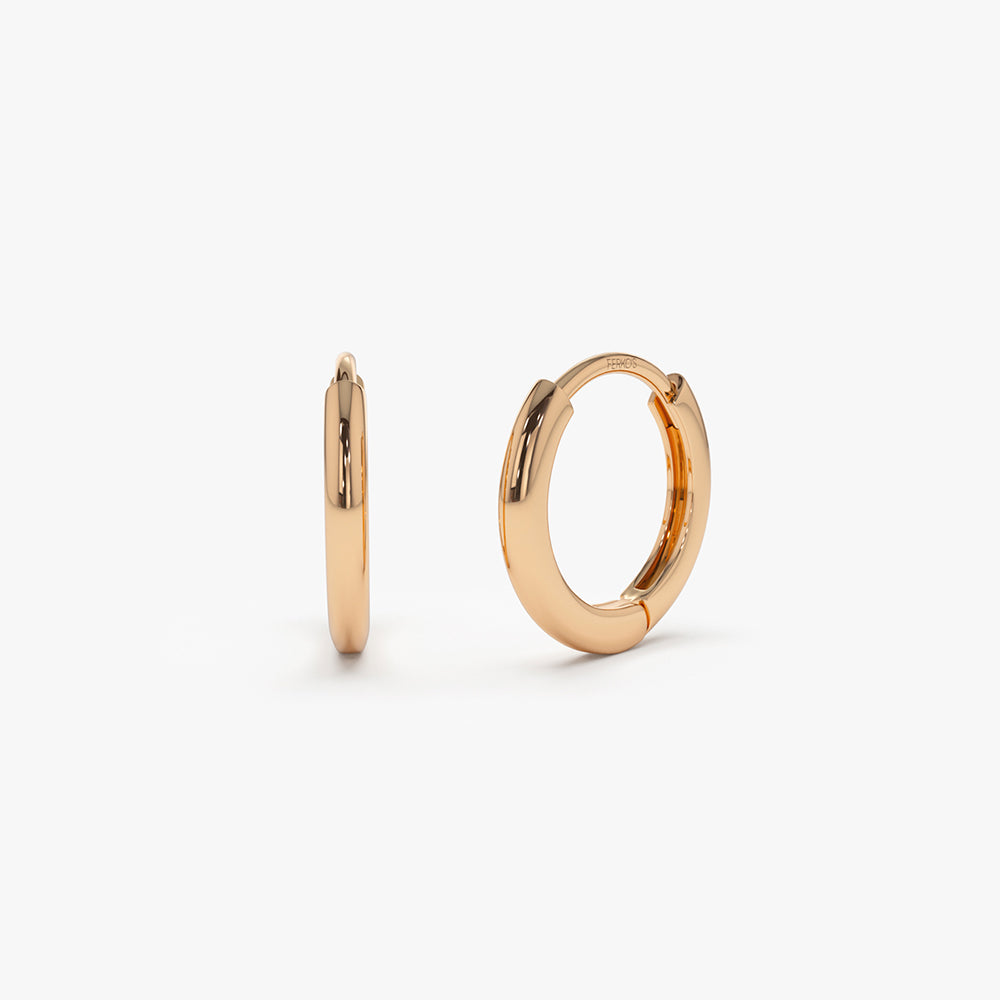 14k Rose Gold Mini Plain Huggies Ferkos Fine Jewelry