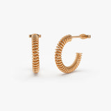 14k Unique Spiral C-Hoop Earring 14K Rose Gold Ferkos Fine Jewelry