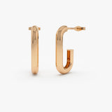 14k Bold Paper Clip Hoop Earrings 14K Rose Gold Ferkos Fine Jewelry