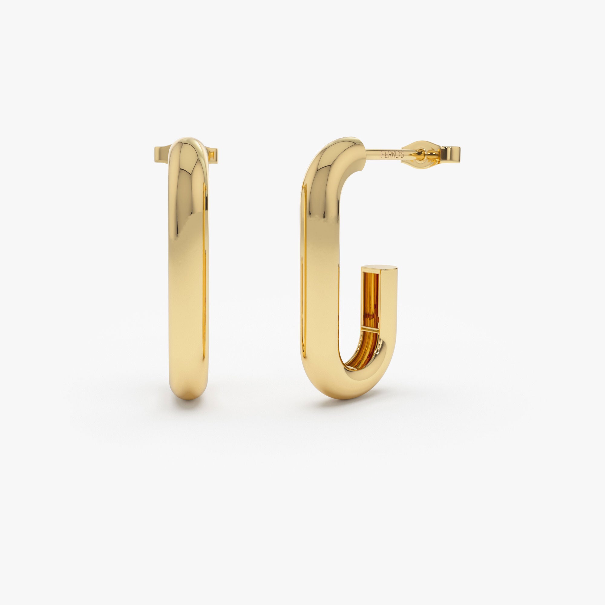 14k Bold Paper Clip Hoop Earrings 14K Gold Ferkos Fine Jewelry