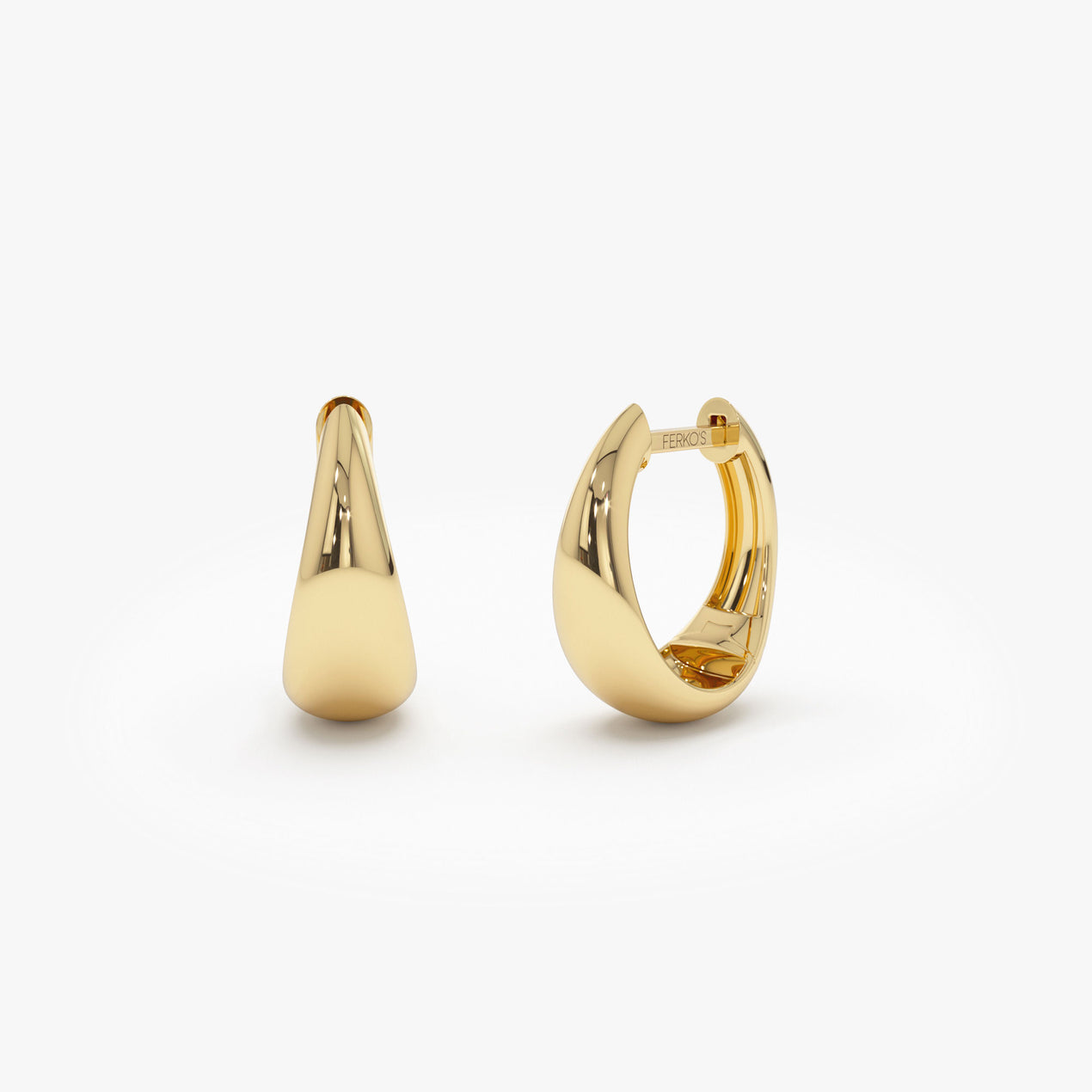 14K Gold Teardrop Hoop Earrings | 14K Solid Gold Rings – Ferko’s 14K White Gold