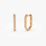 14k Twisted Rope Paperclip Hoop Earrings 14K Rose Gold Ferkos Fine Jewelry