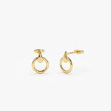 14k Dainty Circle Drop Earrings 14K Gold Ferkos Fine Jewelry