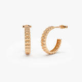 14k Gold Bubble C Hoop Earrings 14K Rose Gold Ferkos Fine Jewelry