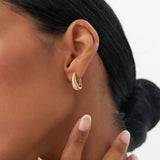 14k Gold Ribbed Teardrop Hoop Earrings  Ferkos Fine Jewelry