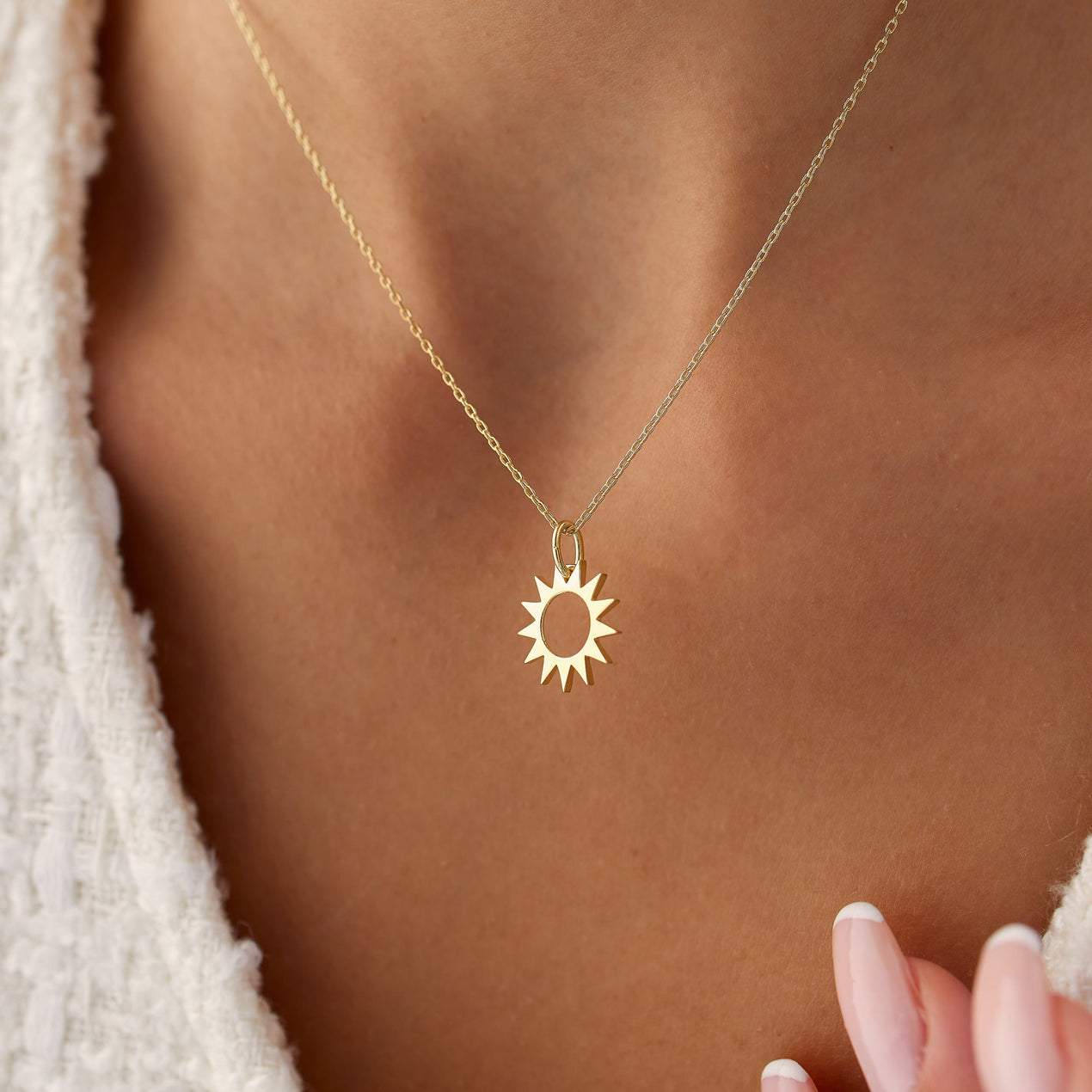 Photography Engraved Sun Necklace -Gold Electroplated