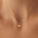 14k Mini Butterfly Charm Necklace  Ferkos Fine Jewelry