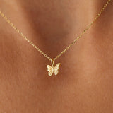 14k Mini Butterfly Charm Necklace  Ferkos Fine Jewelry