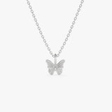 14k Mini Butterfly Charm Necklace 14K White Gold Ferkos Fine Jewelry