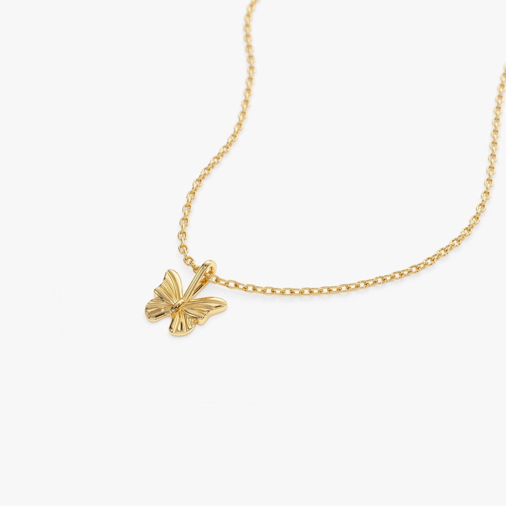 Oralia Lavender Butterfly Charm Necklace (Antitarnish-Golden) With Double  Layer Ring Necklace (Golden) (Combo)
