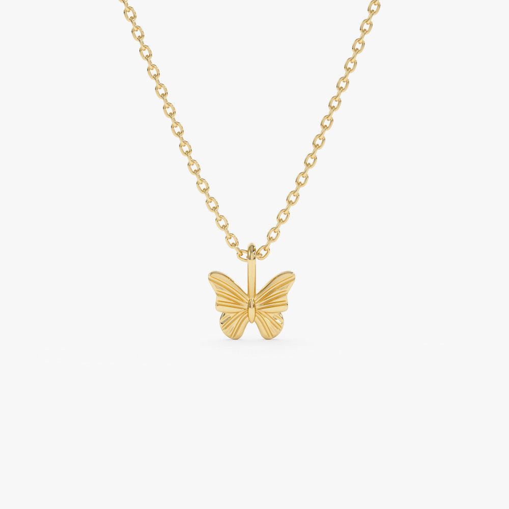14k Mini Butterfly Charm Necklace 14K Gold Ferkos Fine Jewelry