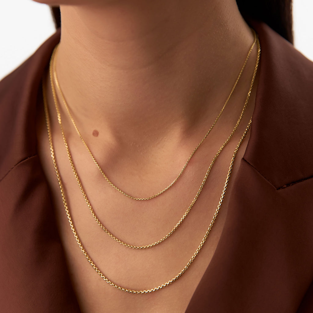 14K Gold Box Chain Necklace 1.25mm – Ferkos Fine Jewelry