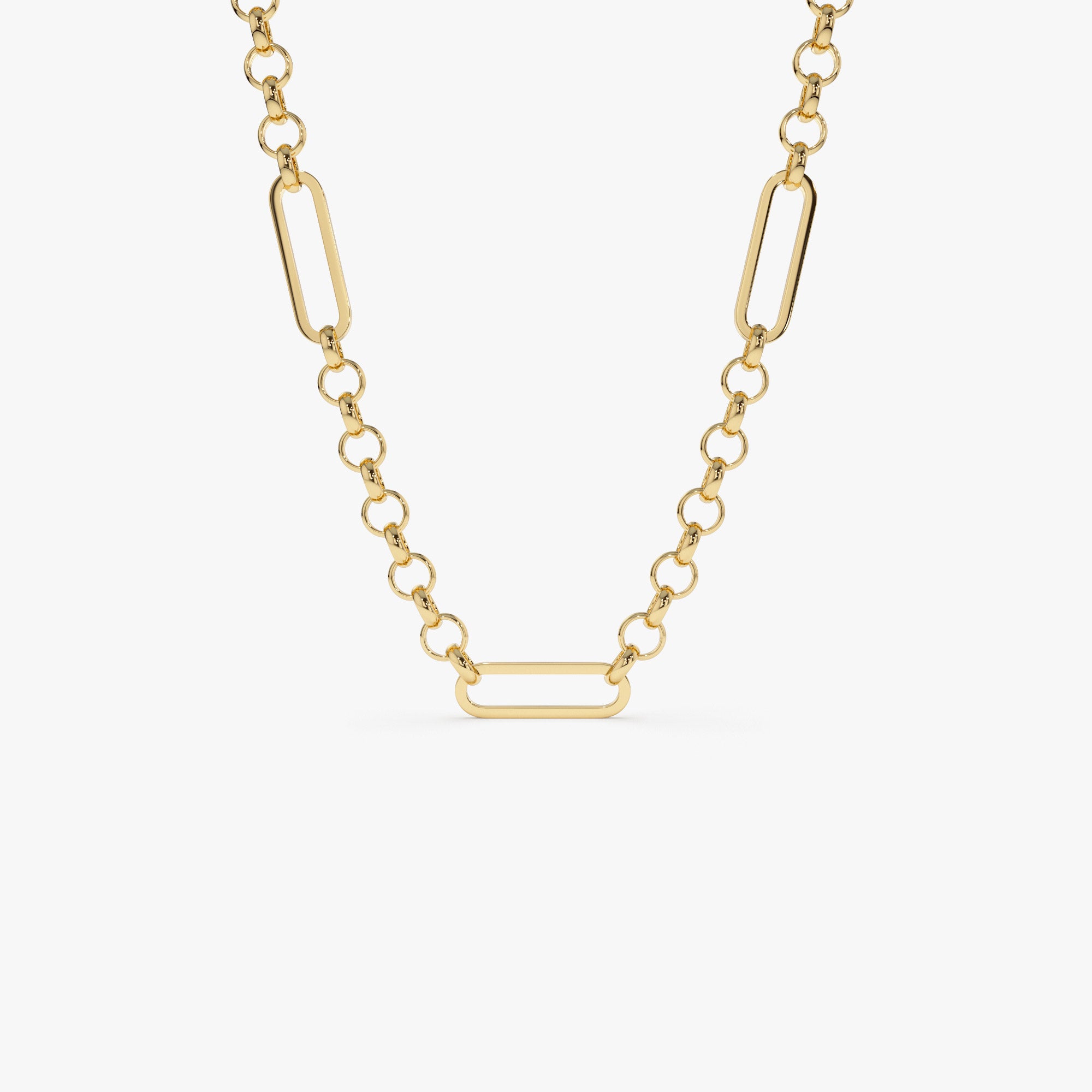14K Gold Rolo Paperclip Chain Necklace 14k Gold Ferkos Fine Jewelry
