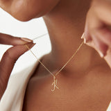 14k Plain Gold Script Initial Necklace  Ferkos Fine Jewelry