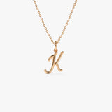 14k Plain Gold Script Initial Necklace 14K Rose Gold Ferkos Fine Jewelry