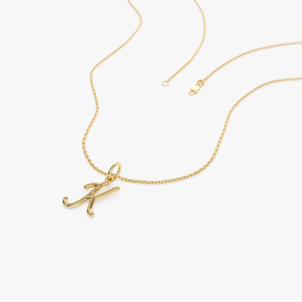 14k Plain Gold Script Initial Necklace – Ferkos Fine Jewelry