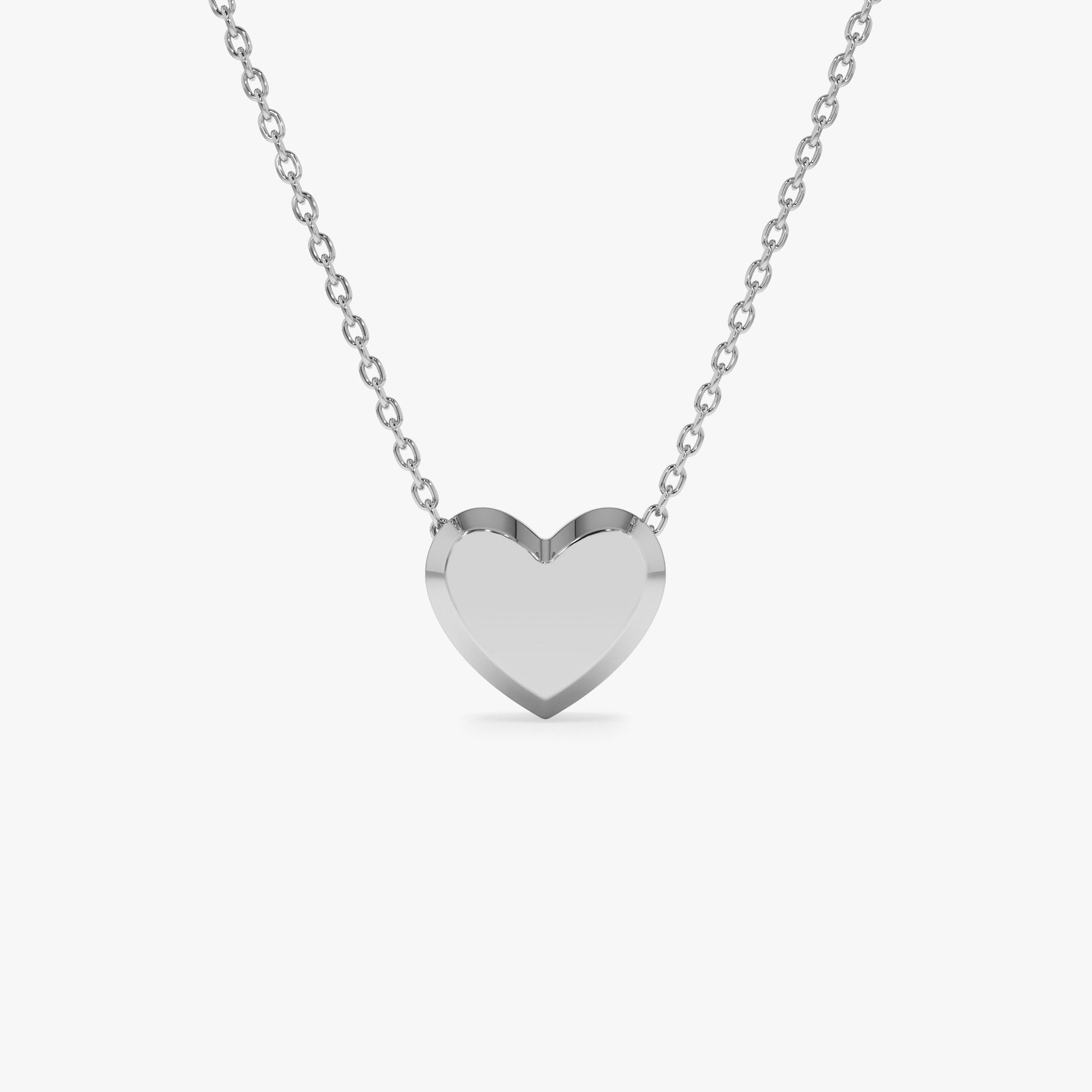 14k Puffed Heart Slider Necklace 14K White Gold Ferkos Fine Jewelry