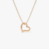 14k Gold Open Heart Shaped Charm Necklace 14K Rose Gold Ferkos Fine Jewelry