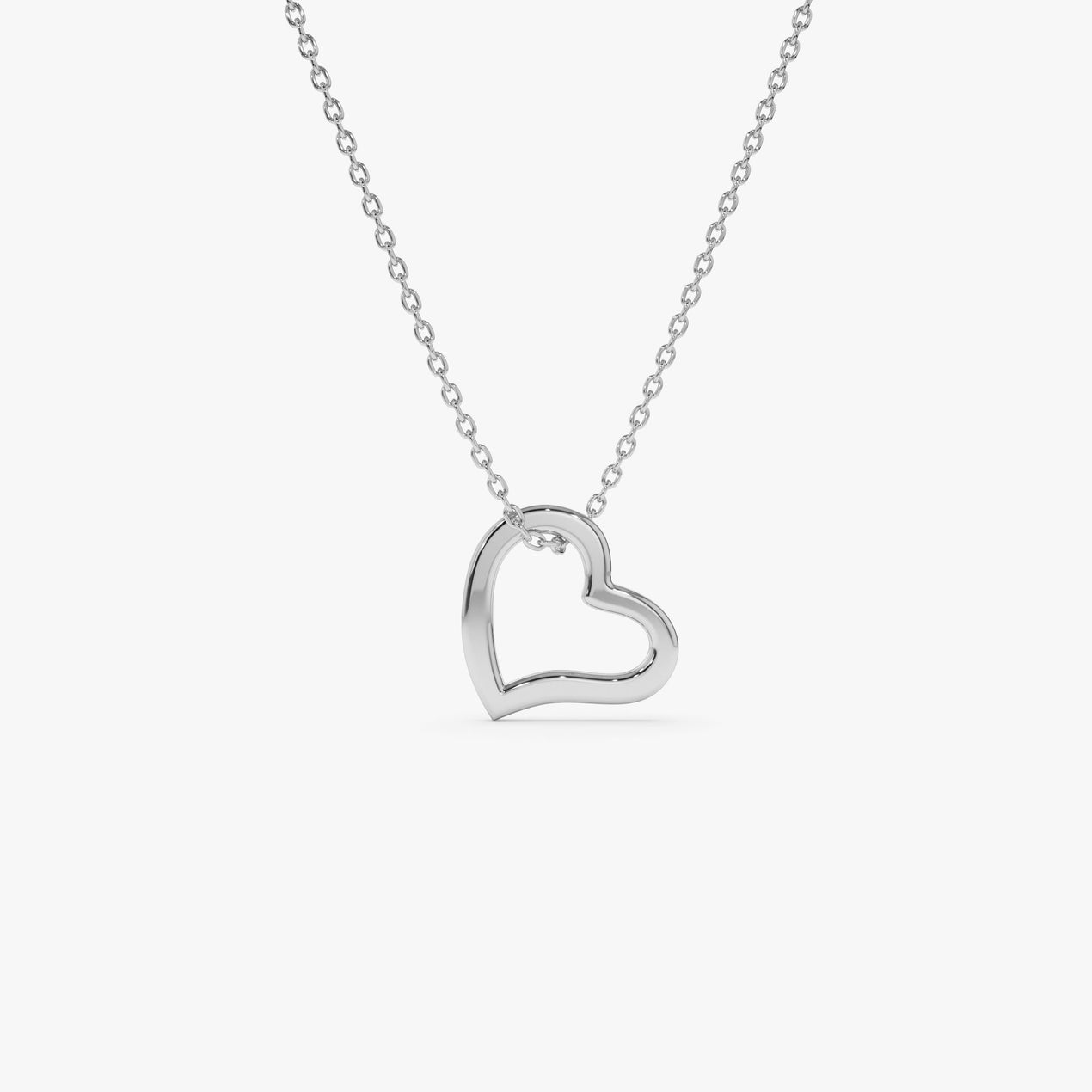 14k Gold Open Heart Shaped Charm Necklace – Ferkos Fine Jewelry
