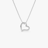 14k Gold Open Heart Shaped Charm Necklace 14K White Gold Ferkos Fine Jewelry