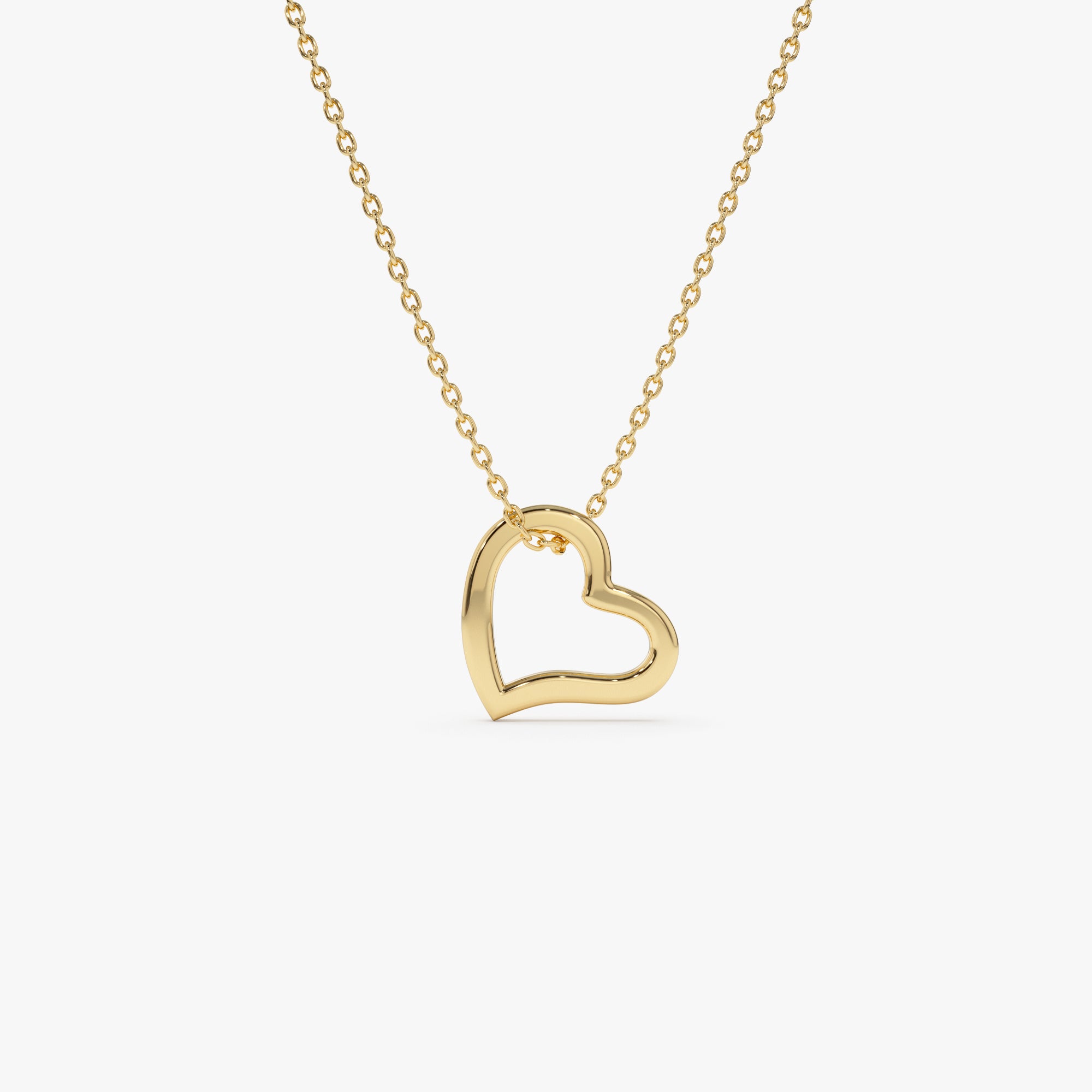 14k Gold Open Heart Shaped Charm Necklace 14K Gold Ferkos Fine Jewelry