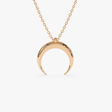 14K Plain Gold Crescent Moon Necklace 14K Rose Gold Ferkos Fine Jewelry