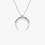 14K Plain Gold Crescent Moon Necklace 14K White Gold Ferkos Fine Jewelry