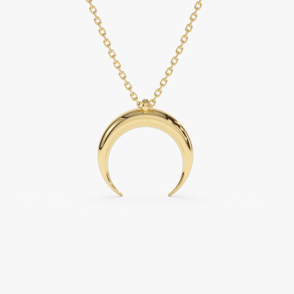 14K Plain Gold Crescent Moon Necklace 14K Gold Ferkos Fine Jewelry