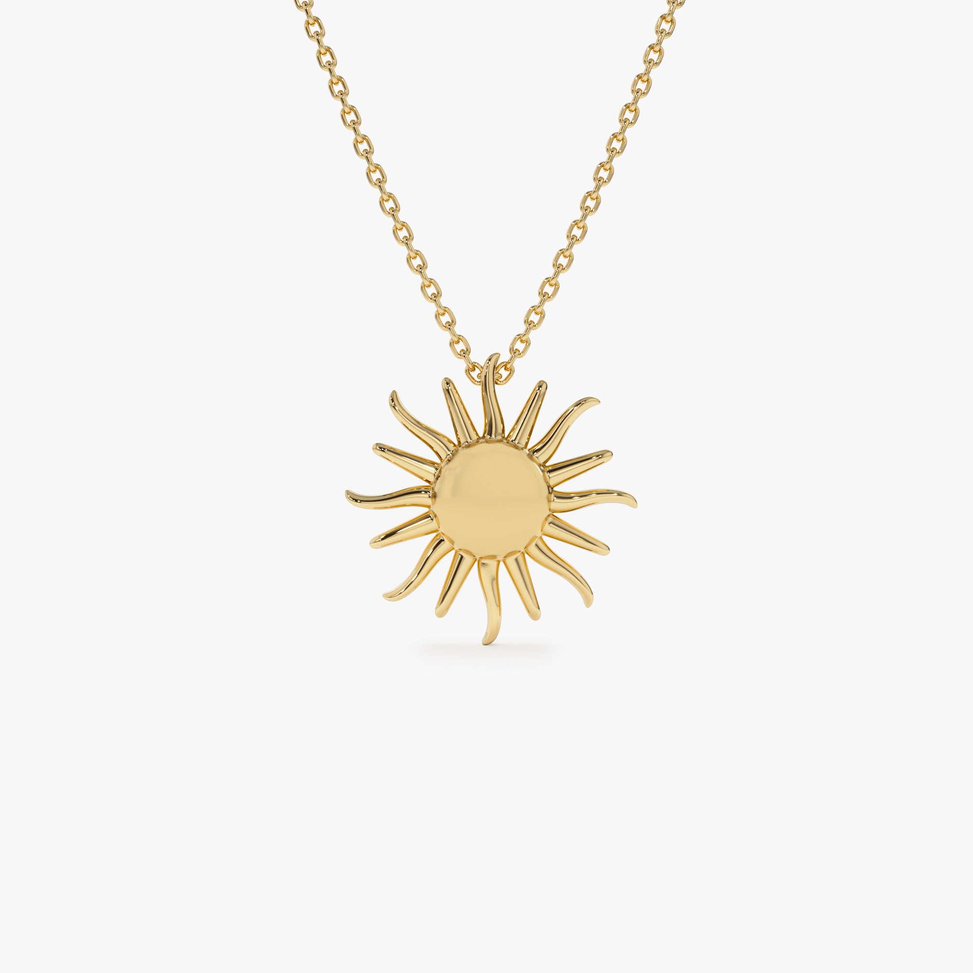 14k Gold Glowing Sun Charm Necklace 14K Gold Ferkos Fine Jewelry