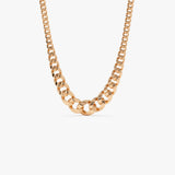 14k Wide Graduating Curb Link Chain Necklace 12MM - 5MM 14K Rose Gold Ferkos Fine Jewelry