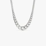 14k Wide Graduating Curb Link Chain Necklace 12MM - 5MM 14K White Gold Ferkos Fine Jewelry