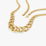 14k Wide Graduating Curb Link Chain Necklace 12MM - 5MM  Ferkos Fine Jewelry