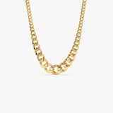 14k Wide Graduating Curb Link Chain Necklace 12MM - 5MM 14K Gold Ferkos Fine Jewelry