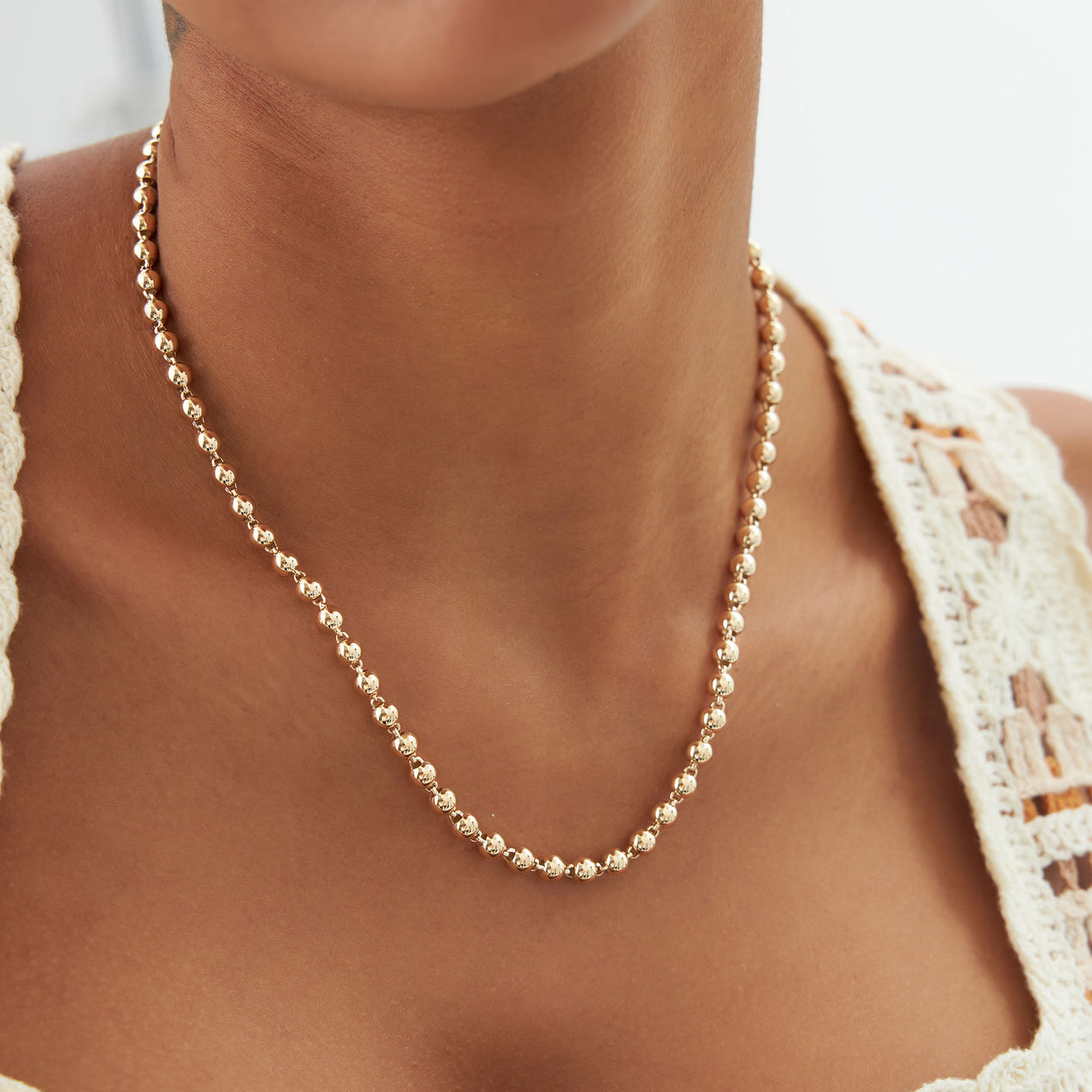 14K Gold Chains for Necklaces, Pearl Bead Necklace, Dainty Necklace, Box  Chain, Rope Chain, Full Pearl Necklace 