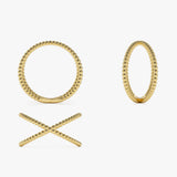14K Gold Beaded Band Criss Cross Statement Ring  Ferkos Fine Jewelry