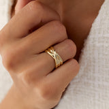 14k Solid Gold Multi-strand Crossover Ring  Ferkos Fine Jewelry