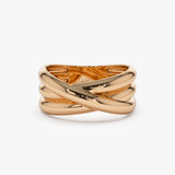 14k Solid Gold Multi-strand Crossover Ring 14K Rose Gold Ferkos Fine Jewelry