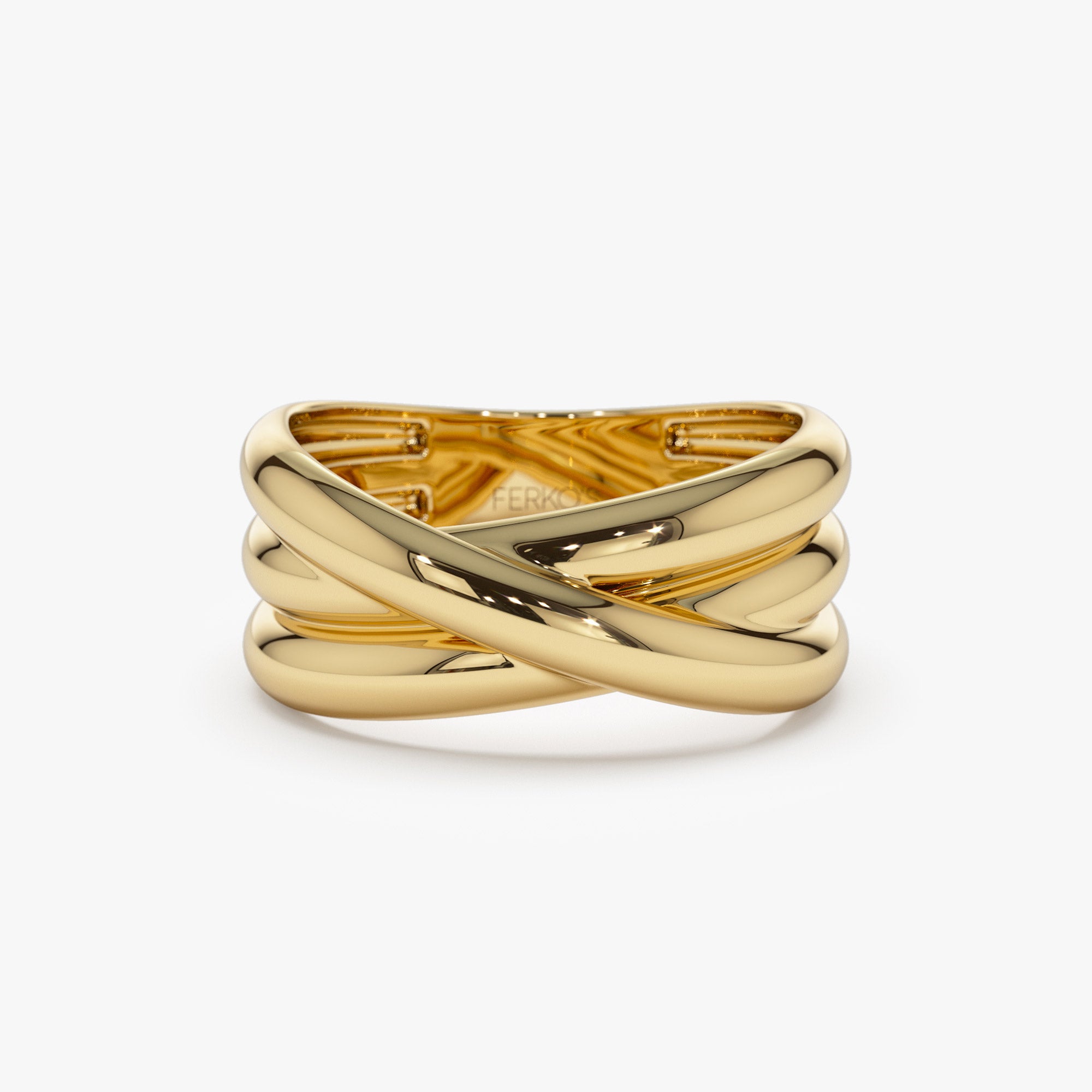 14k Solid Gold Multi-strand Crossover Ring 14K Gold Ferkos Fine Jewelry