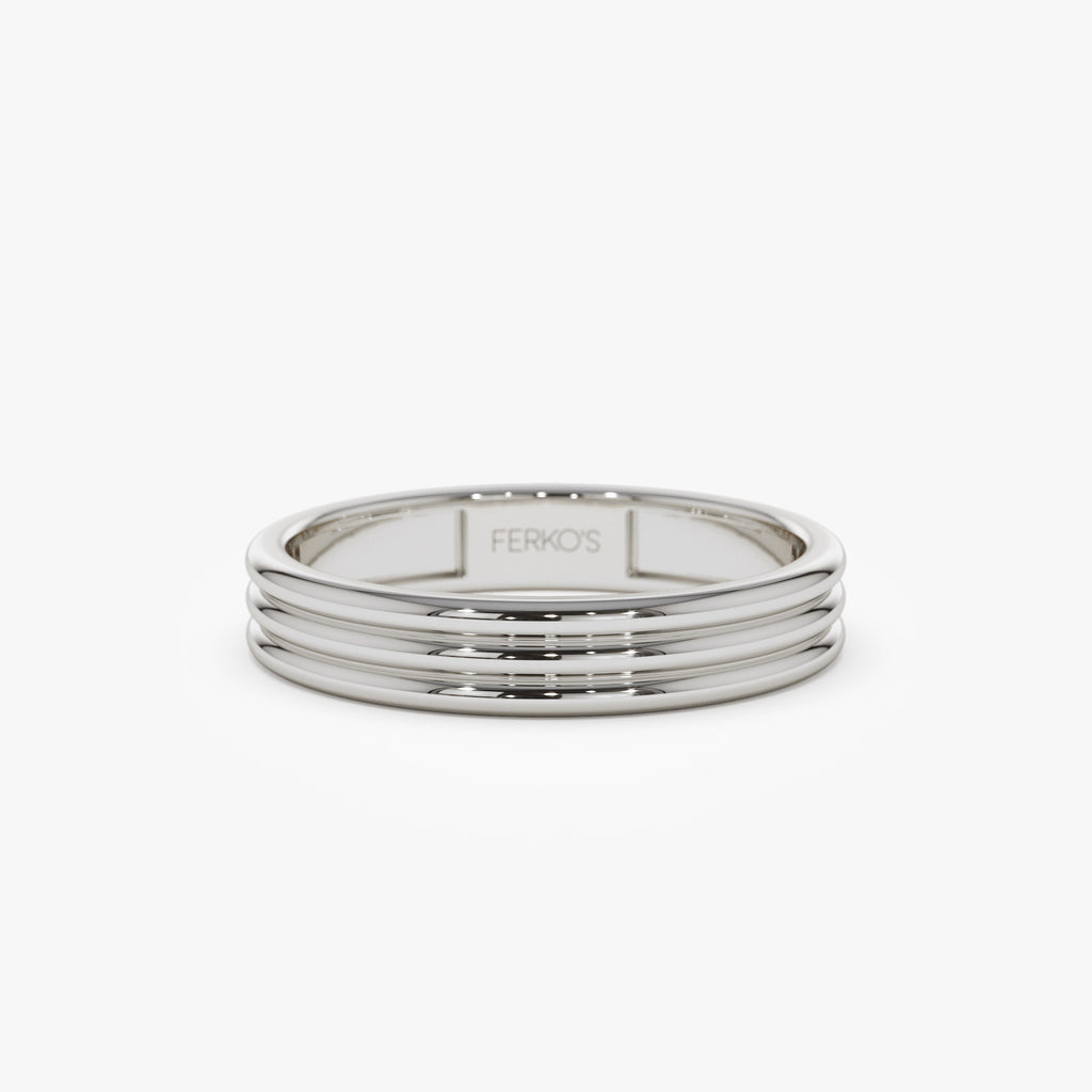 14k 3.5MM Multi Lined Gold Wedding Ring – FERKOS FJ
