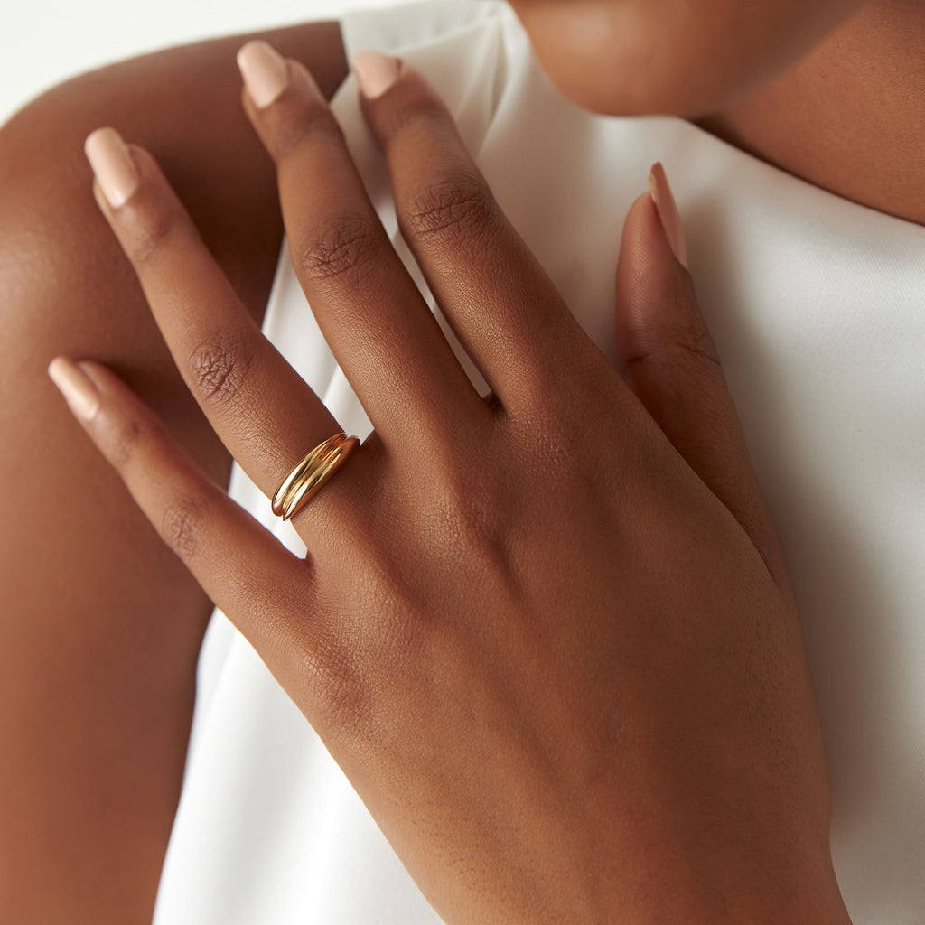 14k Dome Dual Band Stackable Statement Ring – Ferkos Fine Jewelry