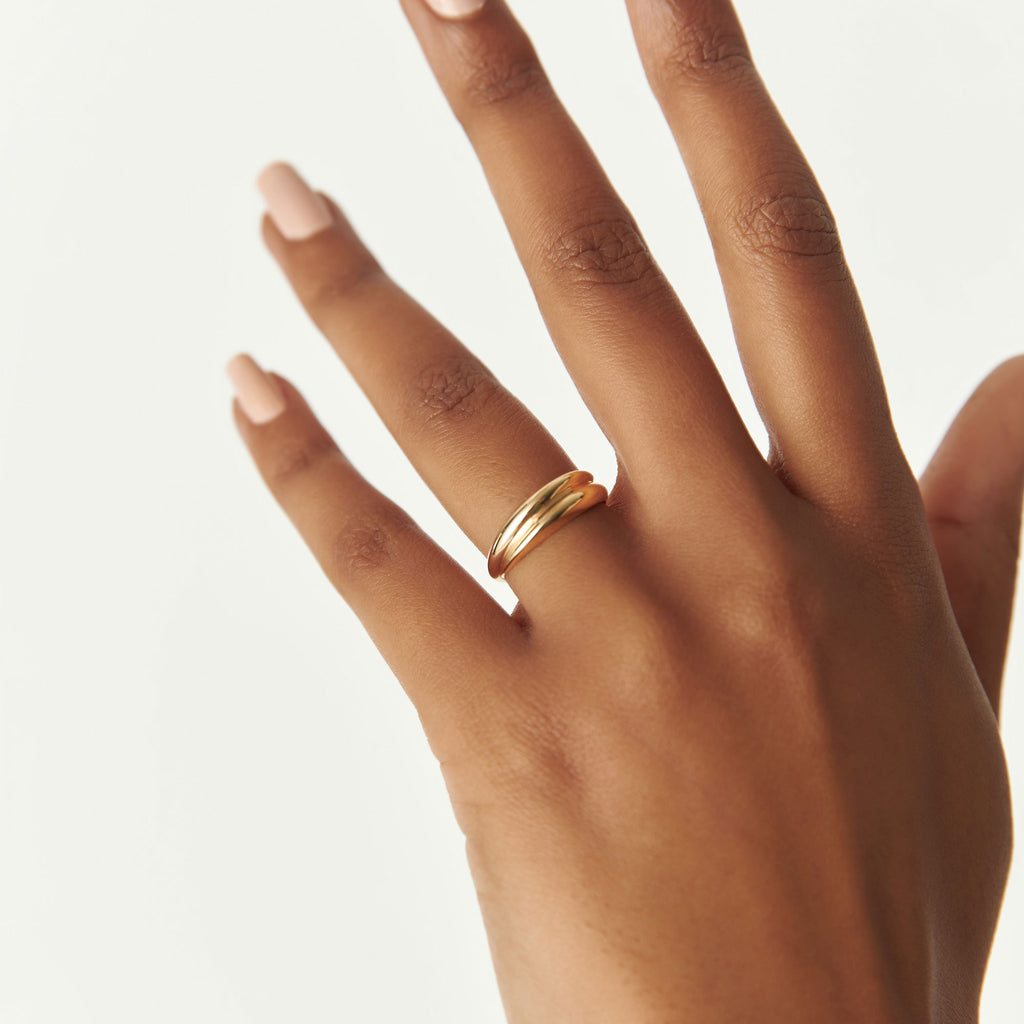 14k Dome Dual Band Stackable Statement Ring – Ferkos Fine Jewelry