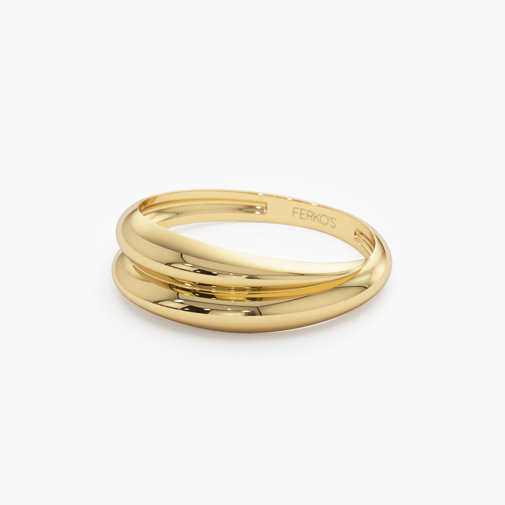14k Dome Dual Band Stackable Statement Ring – Ferkos Fine Jewelry