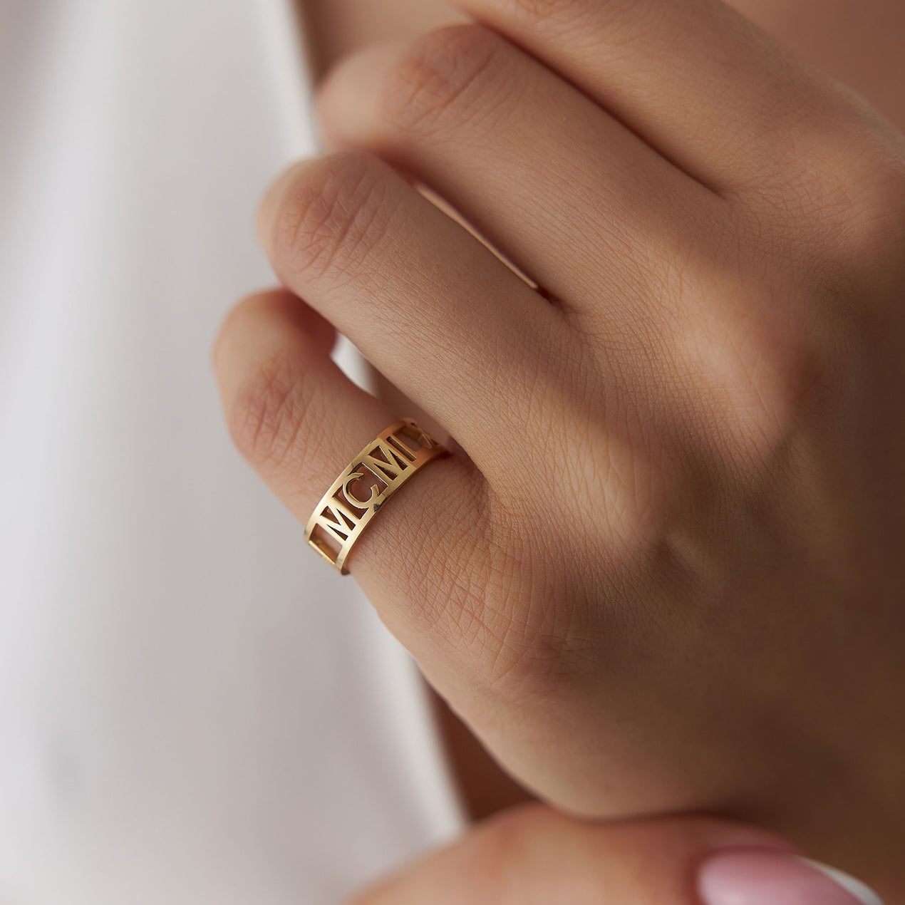 Gold Plated Roman Numeral Ring - MYKA