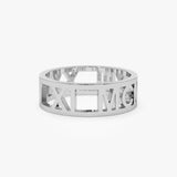 14K Gold Personalized Roman Numeral Ring 14K White Gold Ferkos Fine Jewelry